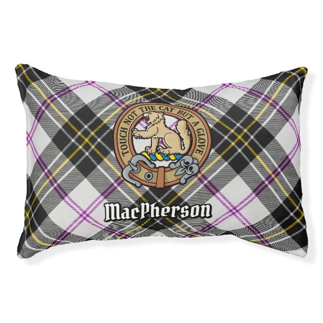 Clan MacPherson Crest over Dress Tartan Pet Bed (Front)