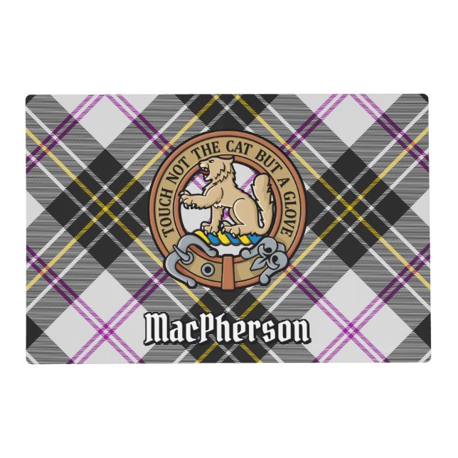 Clan MacPherson Crest over Dress Tartan Placemat (Front)