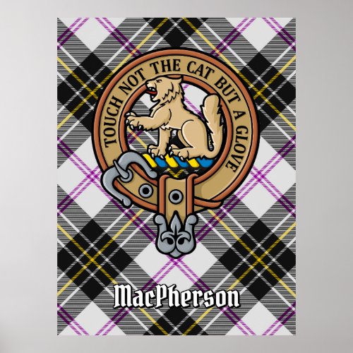 Clan MacPherson Crest over Dress Tartan Poster