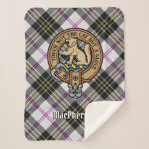 Clan MacPherson Crest over Dress Tartan Sherpa Blanket