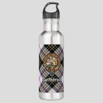 Clan MacPherson Crest over Dress Tartan Stainless Steel Water Bottle