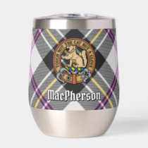 Clan MacPherson Crest over Dress Tartan Thermal Wine Tumbler