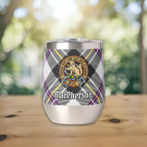 Clan MacPherson Crest over Dress Tartan Thermal Wine Tumbler