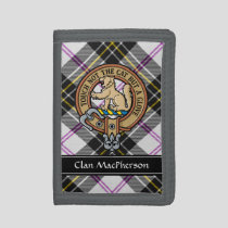 Clan MacPherson Crest over Dress Tartan Trifold Wallet
