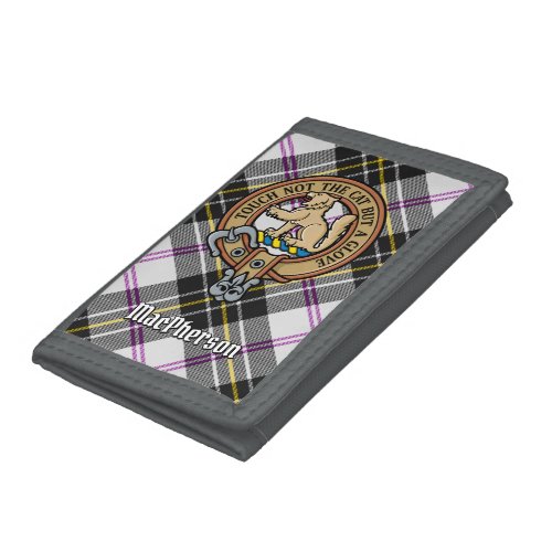 Clan MacPherson Crest over Dress Tartan Trifold Wallet