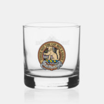 Clan MacPherson Crest over Dress Tartan Whiskey Glass