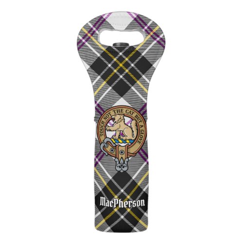 Clan MacPherson Crest over Dress Tartan Wine Bag