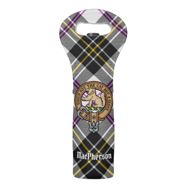 Clan MacPherson Crest over Dress Tartan Wine Bag (Front)