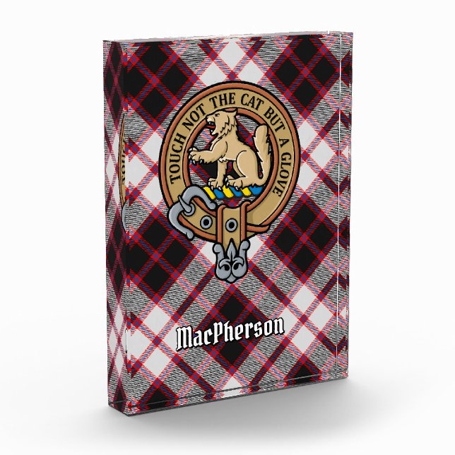Clan MacPherson Crest over Hunting Tartan Acrylic Award (Left)