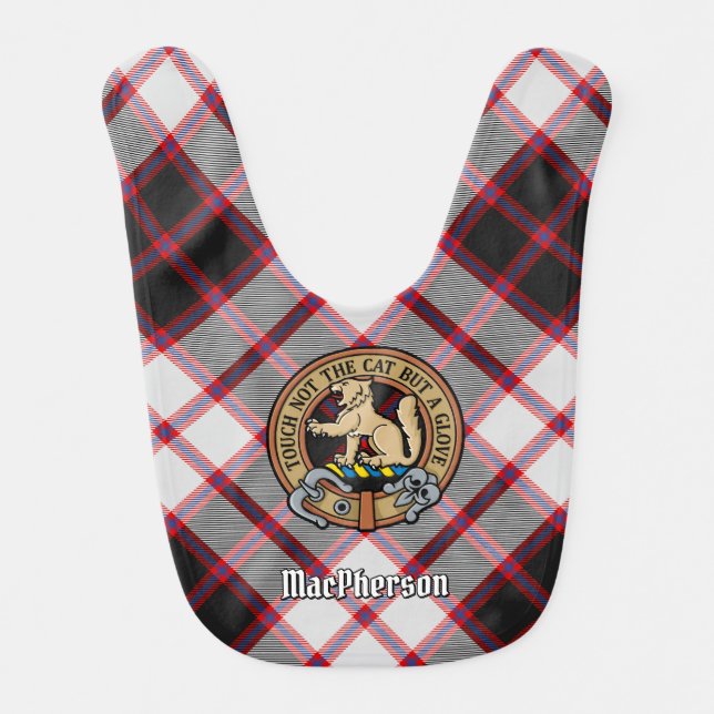 Clan MacPherson Crest over Hunting Tartan Baby Bib (Front)
