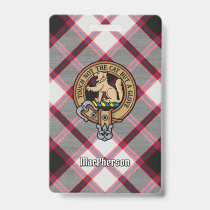 Clan MacPherson Crest over Hunting Tartan Badge