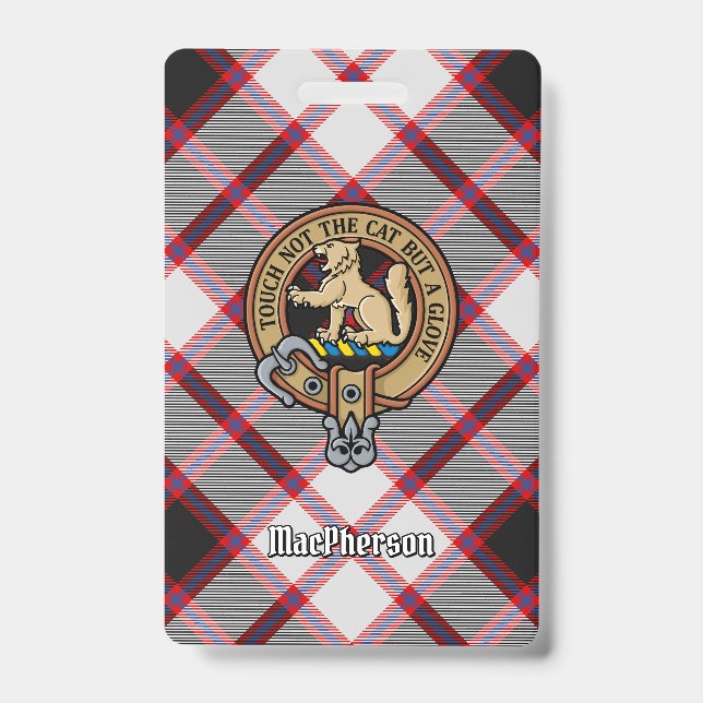 Clan MacPherson Crest over Hunting Tartan Badge (Front)