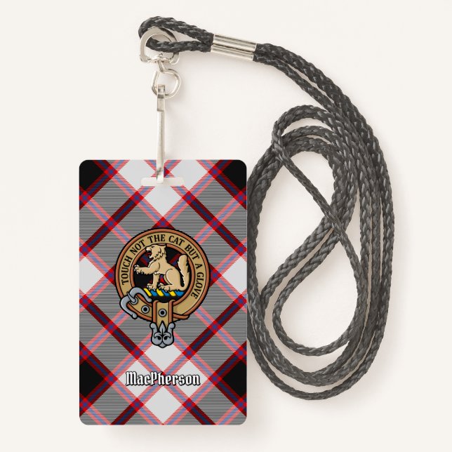 Clan MacPherson Crest over Hunting Tartan Badge (Front with Lanyard)