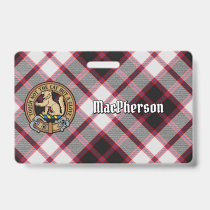 Clan MacPherson Crest over Hunting Tartan Badge