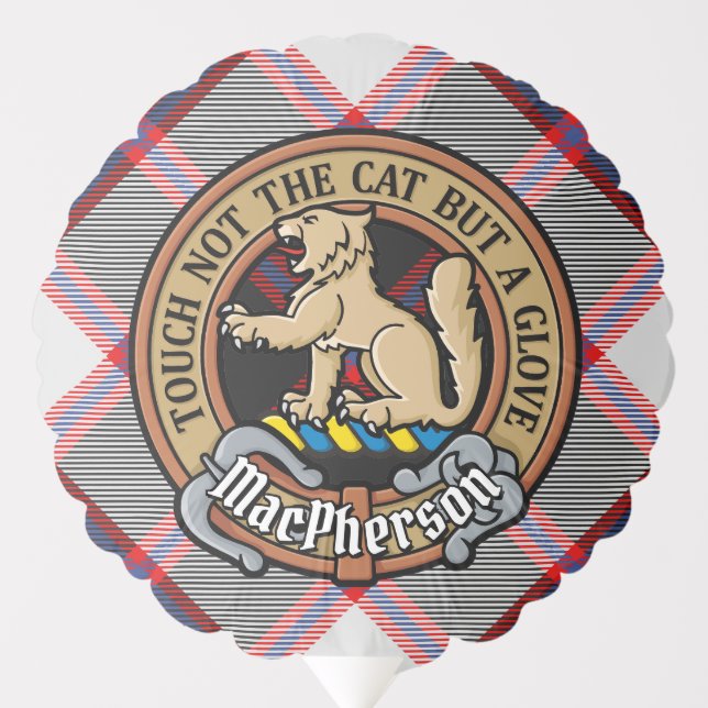 Clan MacPherson Crest over Hunting Tartan Balloon (Front)
