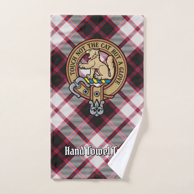 Clan MacPherson Crest over Hunting Tartan Bath Towel Set (Hand Towel)