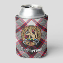 Clan MacPherson Crest over Hunting Tartan Can Cooler