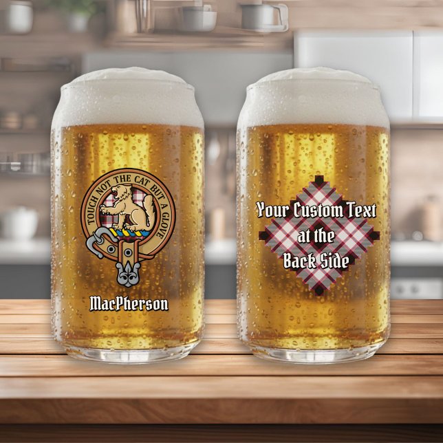 Clan MacPherson Crest over Hunting Tartan Can Glass (Creator Uploaded)