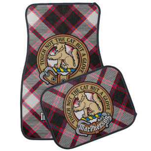 Clan MacPherson Crest over Hunting Tartan Car Floor Mat
