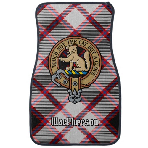 Clan MacPherson Crest over Hunting Tartan Car Floor Mat