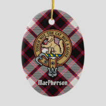 Clan MacPherson Crest over Hunting Tartan Ceramic Ornament