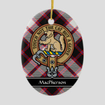 Clan MacPherson Crest over Hunting Tartan Ceramic Ornament