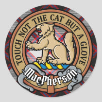 Clan MacPherson Crest over Hunting Tartan Classic Round Sticker