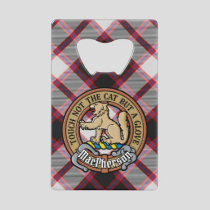 Clan MacPherson Crest over Hunting Tartan Credit Card Bottle Opener