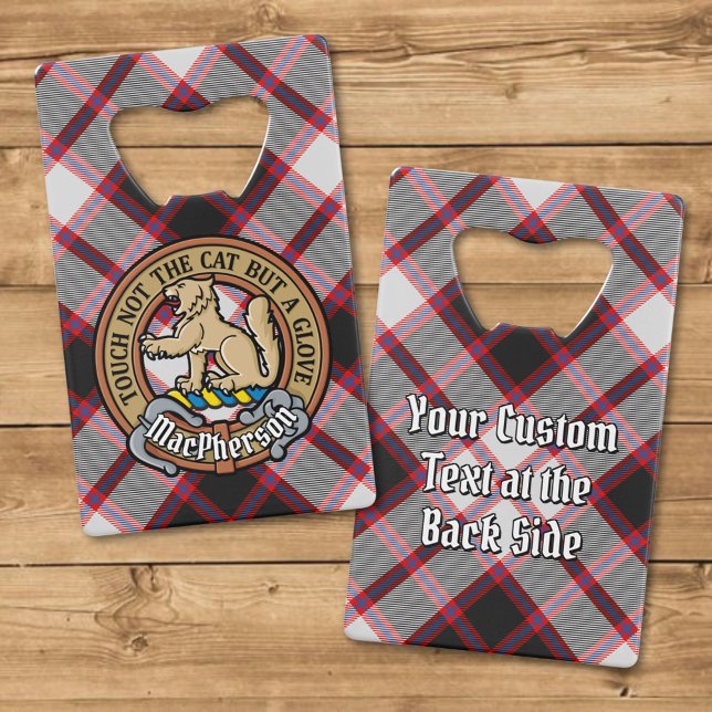 Clan MacPherson Crest over Hunting Tartan Credit Card Bottle Opener (Creator Uploaded)