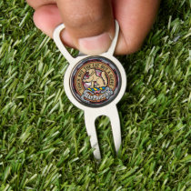 Clan MacPherson Crest over Hunting Tartan Divot Tool