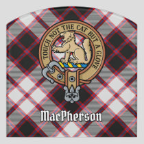 Clan MacPherson Crest over Hunting Tartan Door Sign