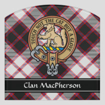 Clan MacPherson Crest over Hunting Tartan Door Sign