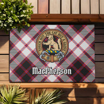 Clan MacPherson Crest over Hunting Tartan Doormat