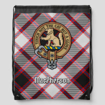 Clan MacPherson Crest over Hunting Tartan Drawstring Bag