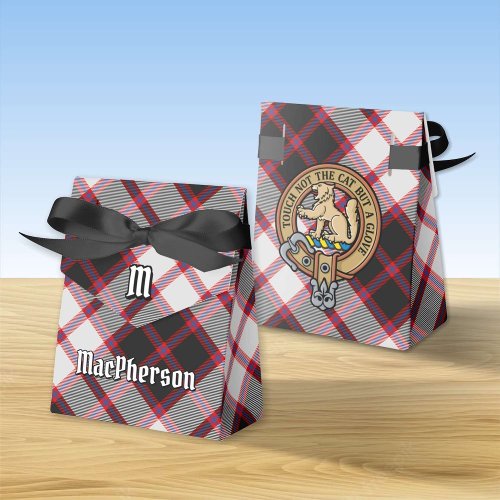 Clan MacPherson Crest over Hunting Tartan Favor Boxes