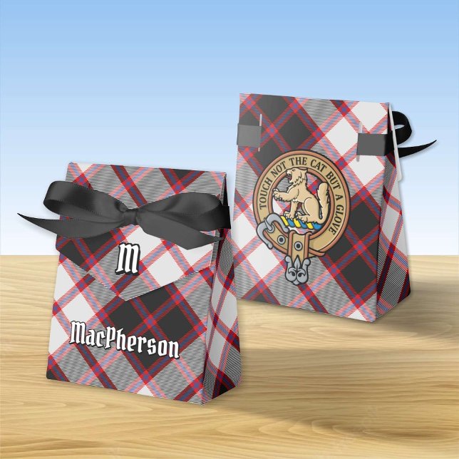 Clan MacPherson Crest over Hunting Tartan Favor Boxes (Creator Uploaded)