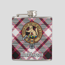 Clan MacPherson Crest over Hunting Tartan Flask