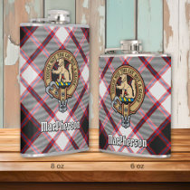 Clan MacPherson Crest over Hunting Tartan Flask