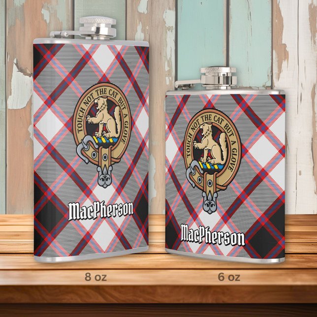 Clan MacPherson Crest over Hunting Tartan Flask (Creator Uploaded)