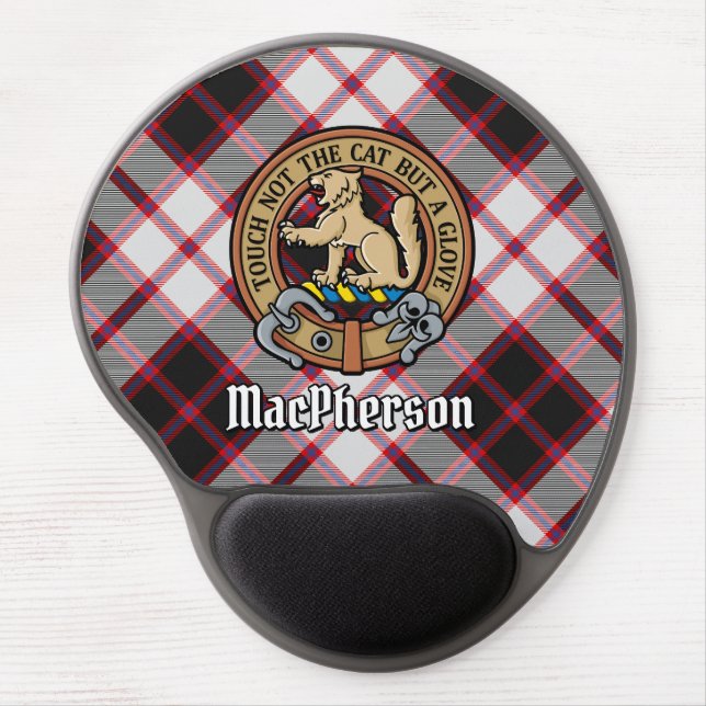 Clan MacPherson Crest over Hunting Tartan Gel Mouse Pad (Front)