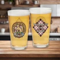 Clan MacPherson Crest over Hunting Tartan Glass