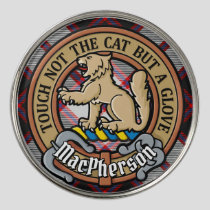 Clan MacPherson Crest over Hunting Tartan Golf Ball Marker