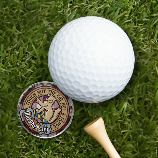 Clan MacPherson Crest over Hunting Tartan Golf Ball Marker (Creator Uploaded)