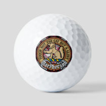Clan MacPherson Crest over Hunting Tartan Golf Balls