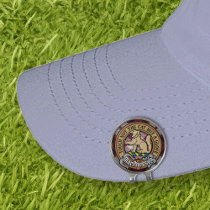 Clan MacPherson Crest over Hunting Tartan Golf Hat Clip
