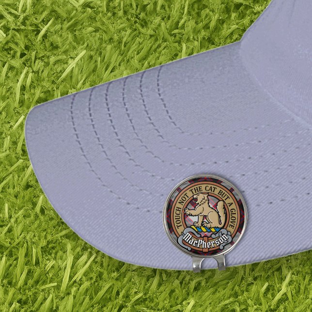 Clan MacPherson Crest over Hunting Tartan Golf Hat Clip (Creator Uploaded)