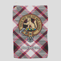 Clan MacPherson Crest over Hunting Tartan Golf Towel