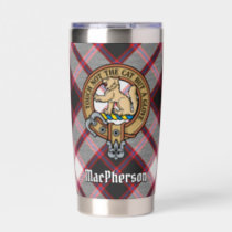 Clan MacPherson Crest over Hunting Tartan Insulated Tumbler