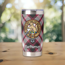 Clan MacPherson Crest over Hunting Tartan Insulated Tumbler