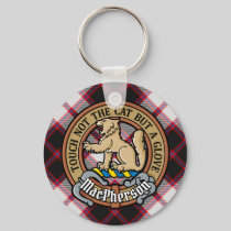 Clan MacPherson Crest over Hunting Tartan Keychain